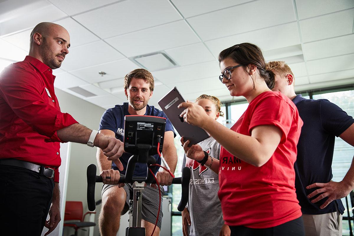 students in exercise performance lab